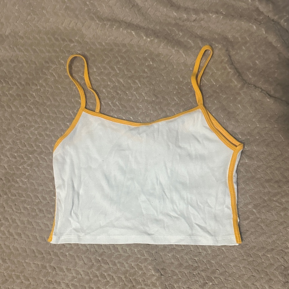 PacSun White Camisole with Yellow Trim